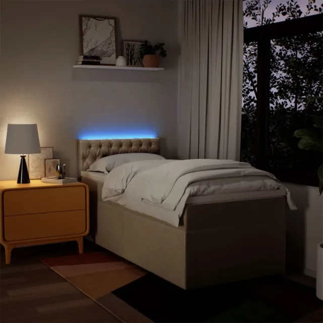 Sommier à lattes de lit avec matelas Crème 80x200 cm Tissu