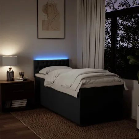 Sommier à lattes de lit avec matelas Noir 90x200 cm Tissu