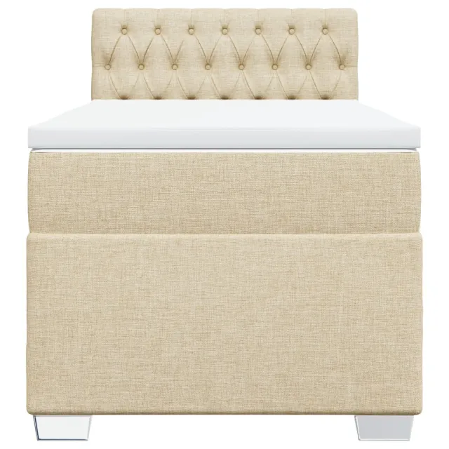 Sommier à lattes de lit avec matelas Crème 100x200 cm Tissu