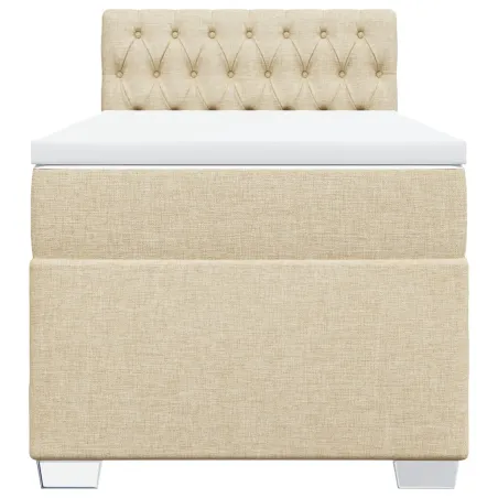 Sommier à lattes de lit avec matelas Crème 100x200 cm Tissu