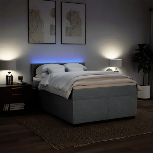 Sommier à lattes de lit avec matelas Gris clair 140x190cm Tissu