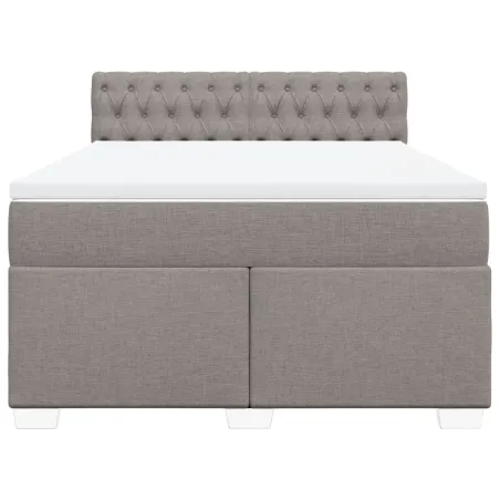 Sommier à lattes de lit avec matelas Taupe 140x190 cm Tissu