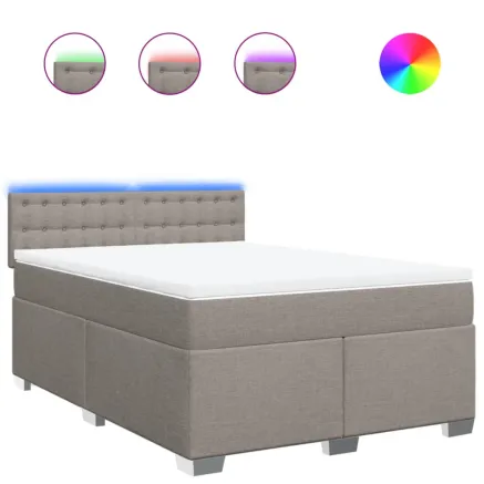 Sommier à lattes de lit avec matelas Taupe 140x190 cm Tissu 2