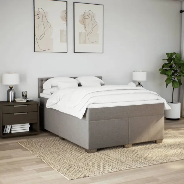 Sommier à lattes de lit avec matelas Taupe 140x190 cm Tissu