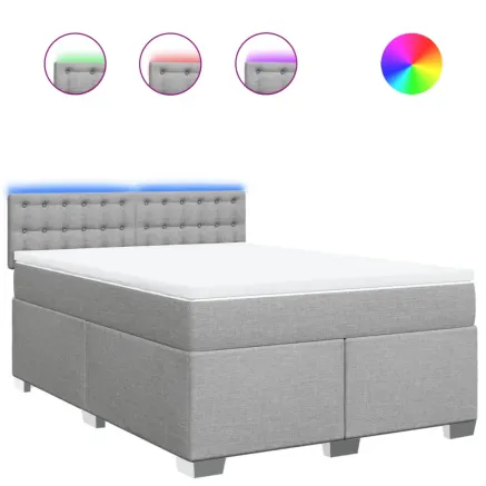 Sommier à lattes de lit avec matelas Gris clair 140x200cm Tissu 2