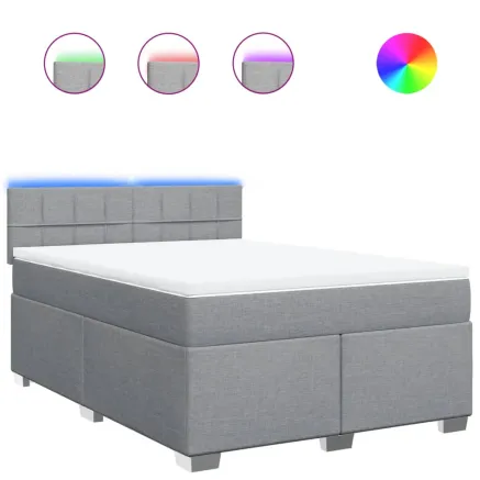 Sommier à lattes de lit avec matelas Gris clair 160x200cm Tissu 2