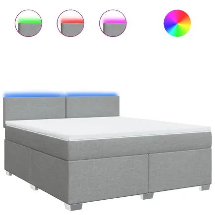 Sommier à lattes de lit avec matelas Gris clair 180x200cm Tissu 2