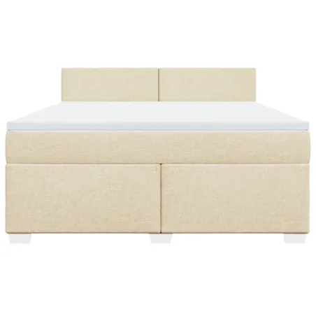 Sommier à lattes de lit avec matelas Crème 180x200 cm Tissu
