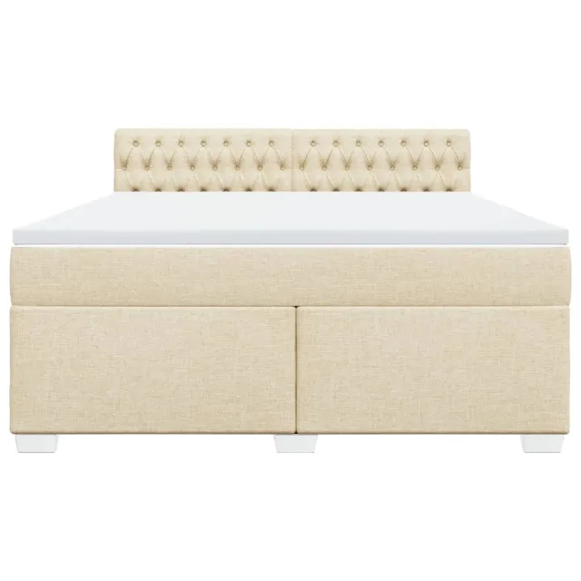 Sommier à lattes de lit avec matelas Crème 180x200 cm Tissu