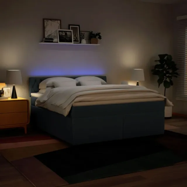 Sommier à lattes de lit avec matelas Bleu 180x200 cm Tissu