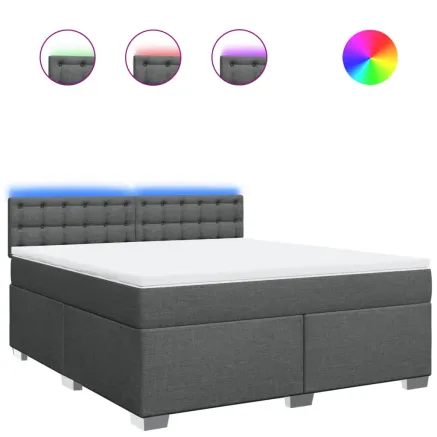 Sommier à lattes de lit avec matelas Gris foncé 180x200cm Tissu 2