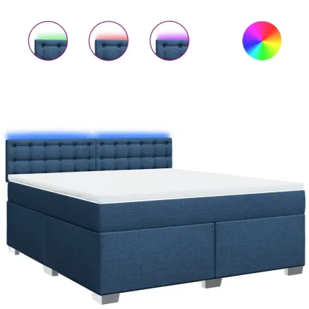 Sommier à lattes de lit avec matelas Bleu 180x200 cm Tissu 2