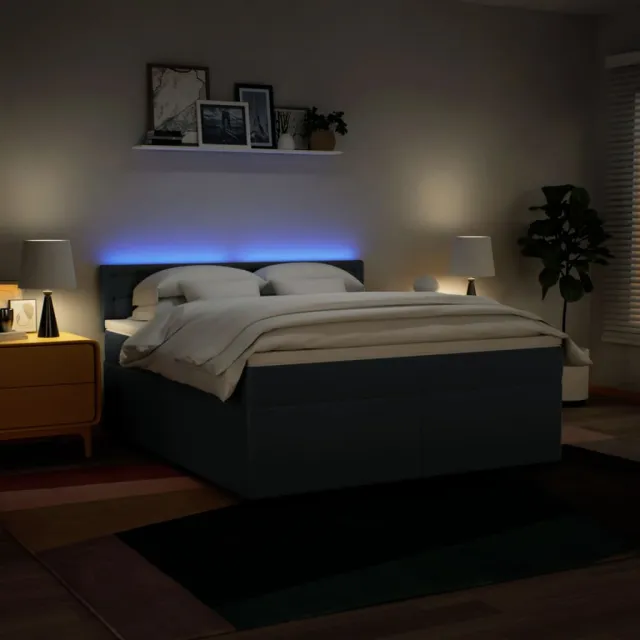 Sommier à lattes de lit avec matelas Bleu 180x200 cm Tissu