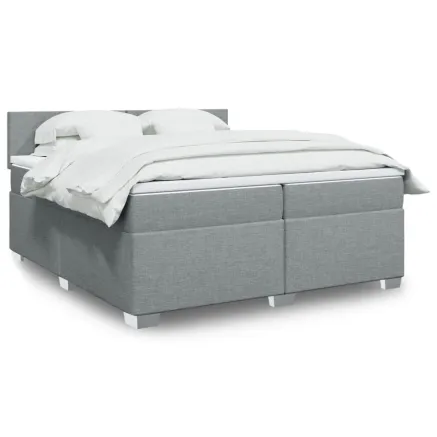Sommier à lattes de lit avec matelas Gris clair 200x200cm Tissu