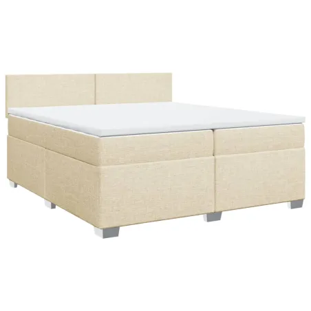 Sommier à lattes de lit avec matelas Crème 200x200 cm Tissu