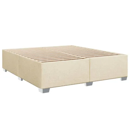 Sommier à lattes de lit avec matelas Crème 200x200 cm Tissu