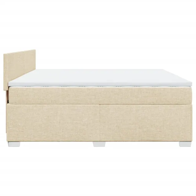 Sommier à lattes de lit avec matelas Crème 200x200 cm Tissu
