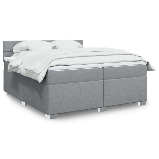 Sommier à lattes de lit avec matelas Gris clair 200x200cm Tissu