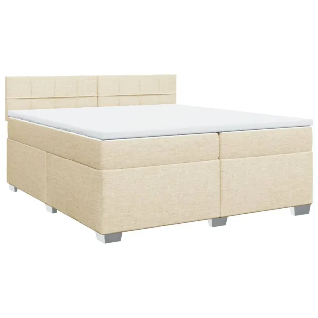 Sommier à lattes de lit avec matelas Crème 200x200 cm Tissu