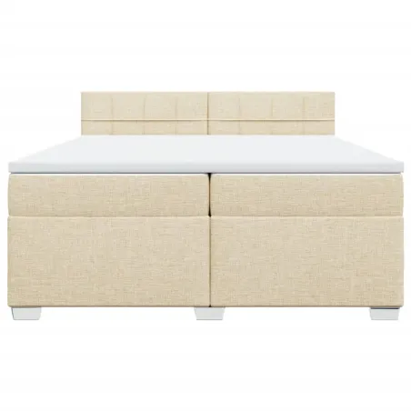 Sommier à lattes de lit avec matelas Crème 200x200 cm Tissu