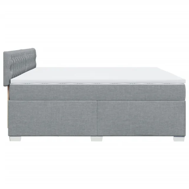 Sommier à lattes de lit avec matelas Gris clair 200x200cm Tissu