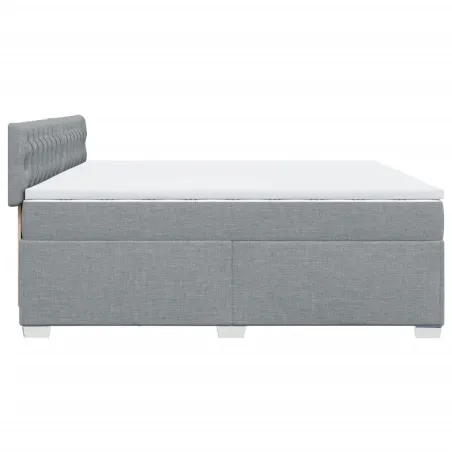 Sommier à lattes de lit avec matelas Gris clair 200x200cm Tissu