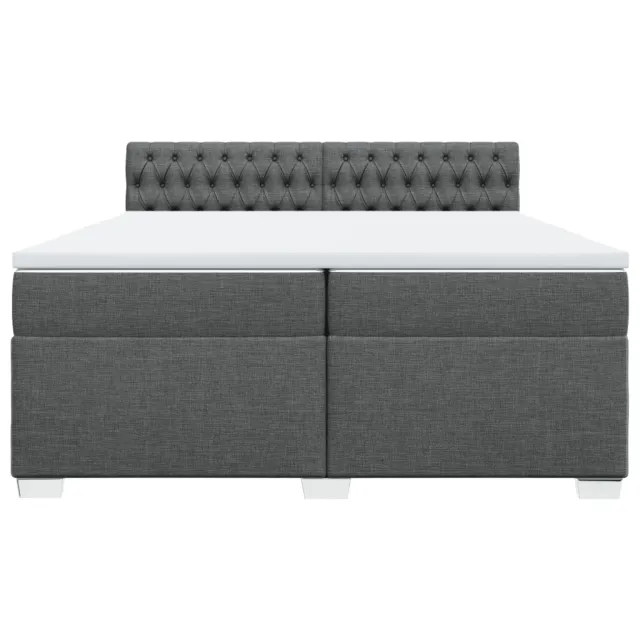 Sommier à lattes de lit avec matelas Gris foncé 200x200cm Tissu