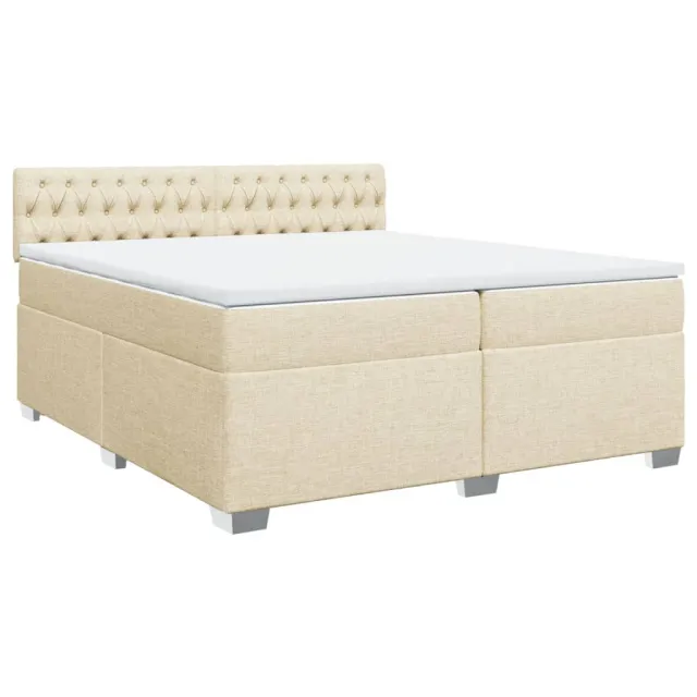 Sommier à lattes de lit avec matelas Crème 200x200 cm Tissu