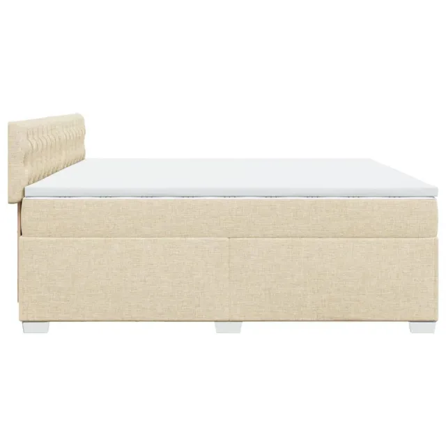 Sommier à lattes de lit avec matelas Crème 200x200 cm Tissu