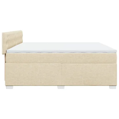 Sommier à lattes de lit avec matelas Crème 200x200 cm Tissu