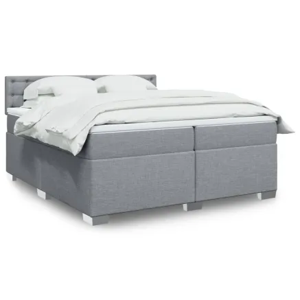 Sommier à lattes de lit avec matelas Gris clair 200x200cm Tissu