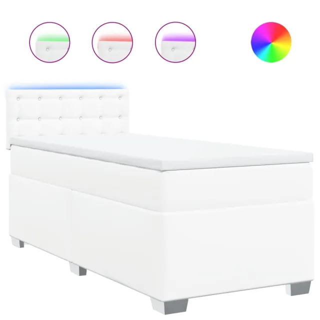 Sommier à lattes de lit avec matelas Blanc 90x190 cm Similicuir