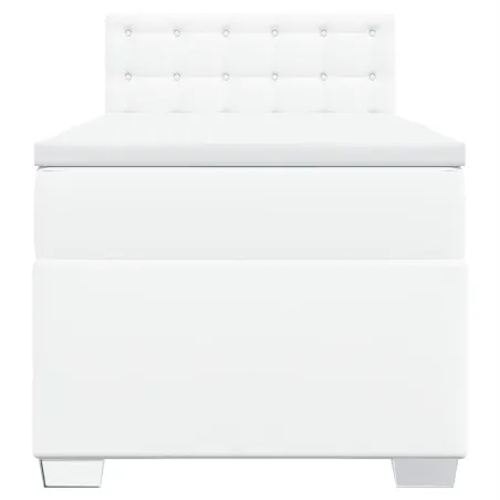 Sommier à lattes de lit avec matelas Blanc 90x190 cm Similicuir