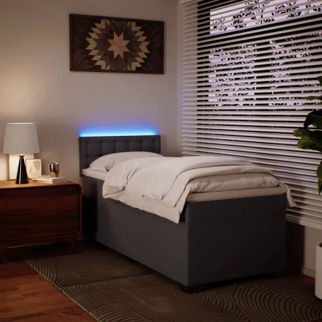 Sommier à lattes de lit avec matelas Gris 90x190 cm Similicuir