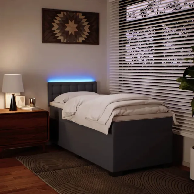 Sommier à lattes de lit avec matelas Gris 90x200 cm Similicuir