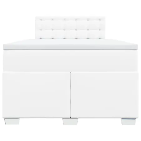 Sommier à lattes de lit avec matelas blanc 120x190cm similicuir