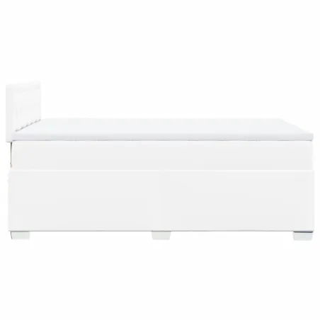 Sommier à lattes de lit avec matelas blanc 120x190cm similicuir