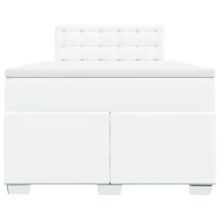 Sommier à lattes de lit avec matelas Blanc 120x200cm Similicuir