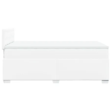 Sommier à lattes de lit avec matelas Blanc 120x200cm Similicuir