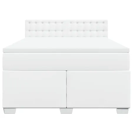 Sommier à lattes de lit avec matelas Blanc 140x190cm Similicuir