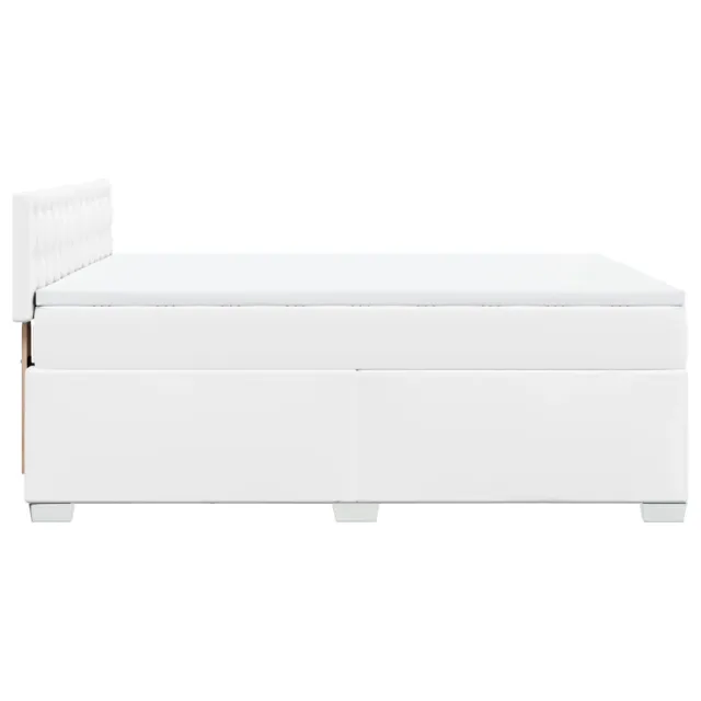 Sommier à lattes de lit avec matelas Blanc 140x190cm Similicuir
