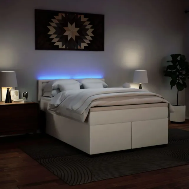 Sommier à lattes de lit avec matelas Blanc 160x200cm Similicuir