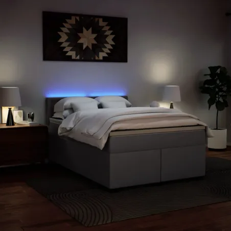 Sommier à lattes de lit avec matelas Gris 160x200 cm Similicuir