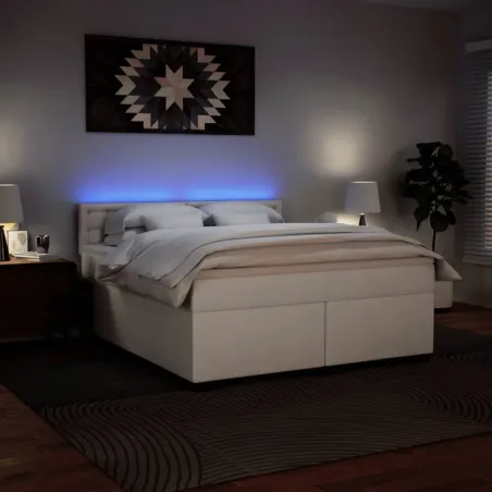 Sommier à lattes de lit avec matelas Blanc 180x200cm Similicuir