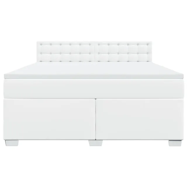 Sommier à lattes de lit avec matelas Blanc 180x200cm Similicuir