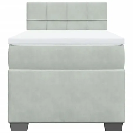 Sommier à lattes de lit et matelas Gris clair 90x190 cm Velours