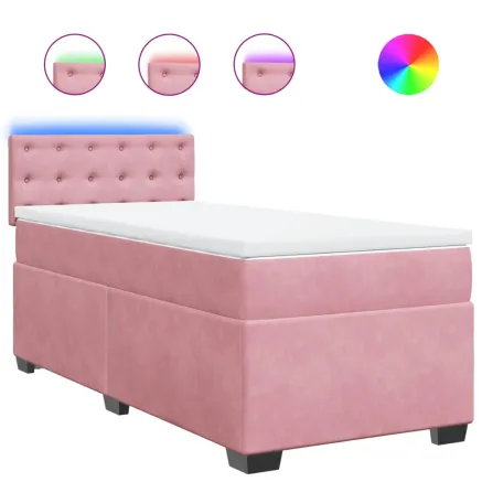 Sommier à lattes de lit avec matelas Rose 90x200 cm Velours 2