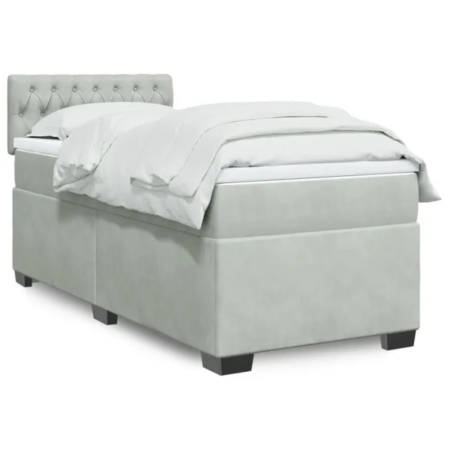 Sommier à lattes de lit et matelas Gris clair 90x200 cm Velours
