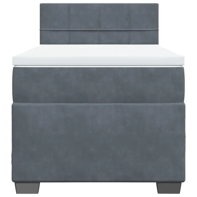 Sommier à lattes de lit et matelas Gris foncé 90x200 cm Velours