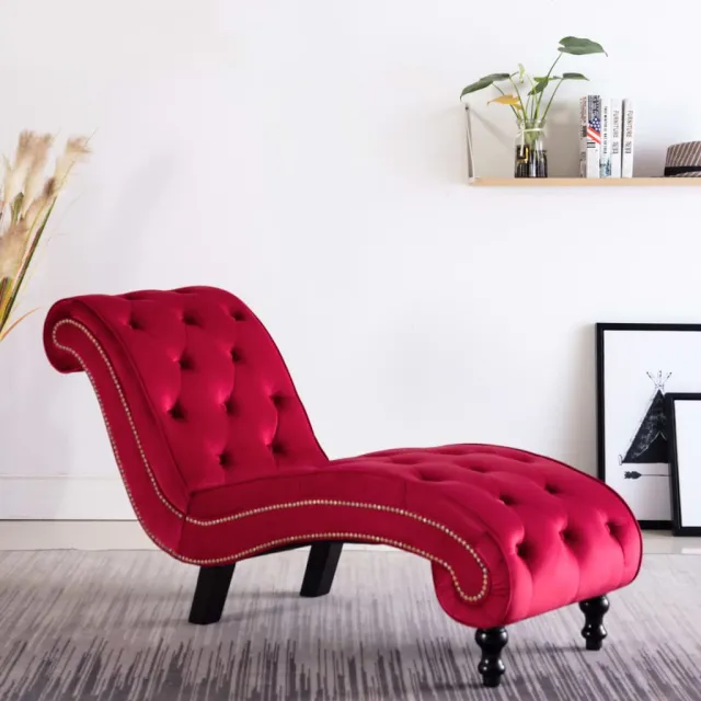 Chaise longue Velours Rouge